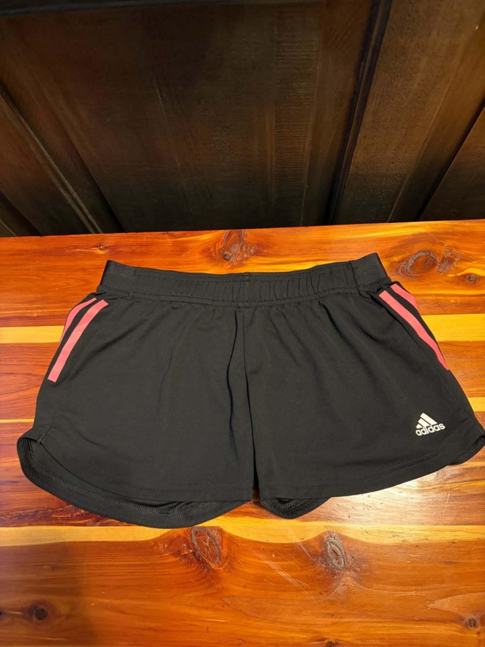 adidas Black Women's Athletic Shorts with Pink Side Stripes